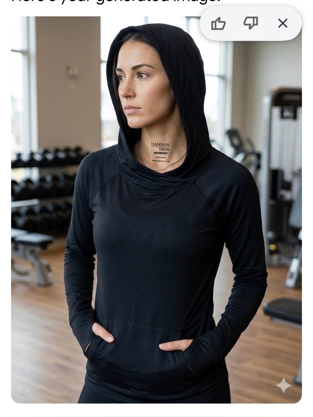 Danskin Black Hooded Long-Sleeve Athletic Top